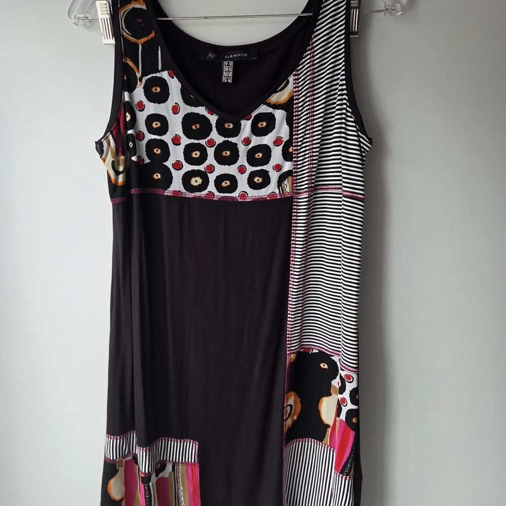 Black and Multicolor Sleeveless Dress